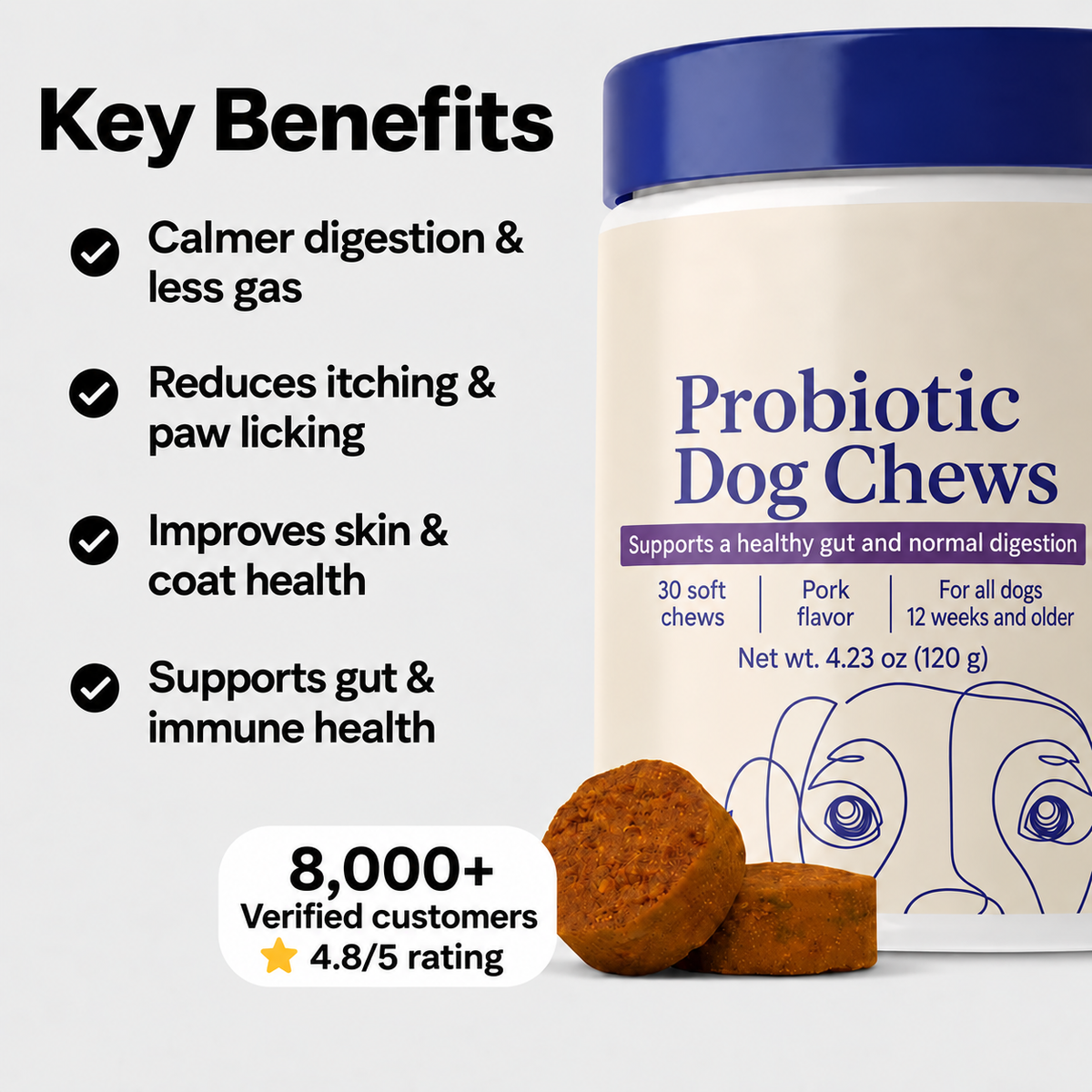 Daily Probiotic Chews – Gut & Digestive Health